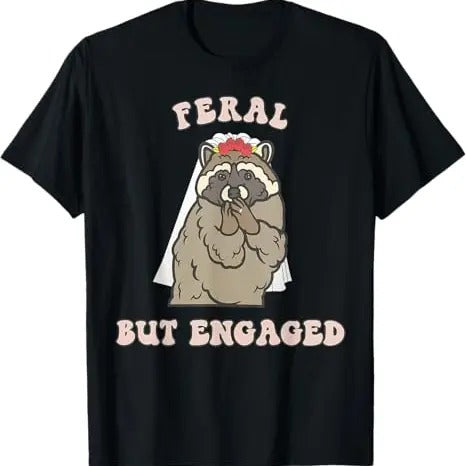 Funny Raccoon Shirt, Feral But Engaged Funny Raccoon T-Shirt For Men - Available from size S to 5XL Vintage Raccoon