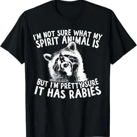 Funny Raccoon Shirt, Funny Raccoon Spirit Animal T-Shirt For Men - Menswear Top Vintage Raccoon