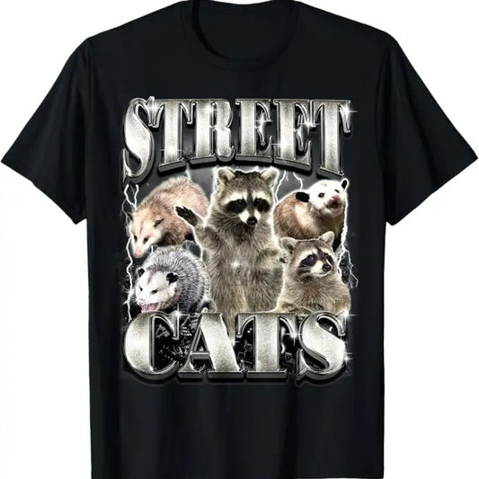 Funny Raccoon Shirt, Funny Street Cats Raccoon Possum Vintage Bootleg Rap Style T-Shirt For Men - Available from size S to 5XL Vintage Raccoon