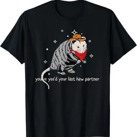 Funny Raccoon Shirt, Funny Vintage Opossum Cowboy Hat Western Possum Lover Gifts Funny T-Shirt For Men - Available from size S to 5XL Vintage Raccoon