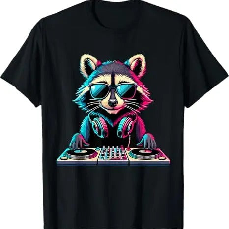 Funny Raccoon Shirt, Raccoon DJ Funny DJing Raccoon T-Shirt For Men - Available from size S to 5XL Vintage Raccoon