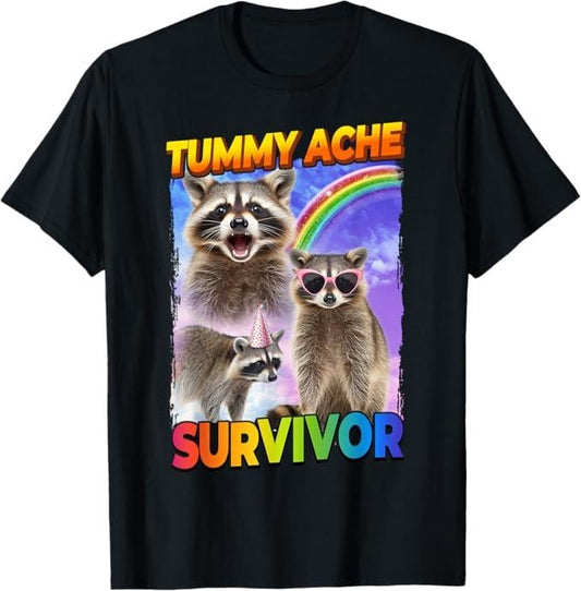 Funny Raccoon Shirt, Tummy Ache Survivor Raccoon T-Shirt Funny T-Shirt For Men - Available from size S to 5XL Vintage Raccoon