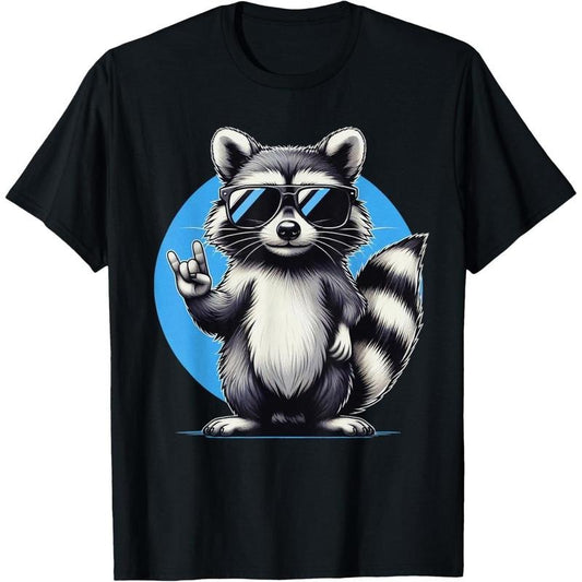 Funny Retro Raccoon Rock Music Men, Kids, Women Cool Raccoon T-Shirt made in us