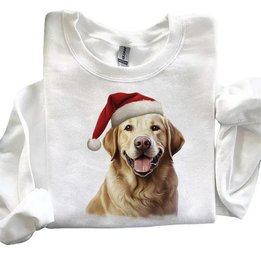 Funny Santa Labradors Dog Hat Christmas Sweatshirts Hoodie Tropical Dog Summer Cute T-shirt Hunting Season 4th of July Unisex 1 Cotton Menswear