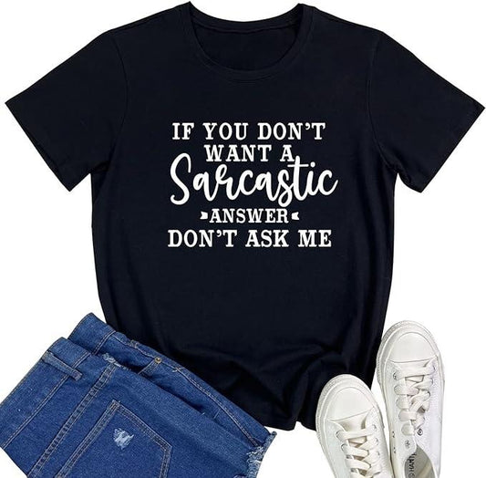 Funny Sarcastic Shirts For Women, Women Cute Tees Graphic T Shirts Casual Cotton