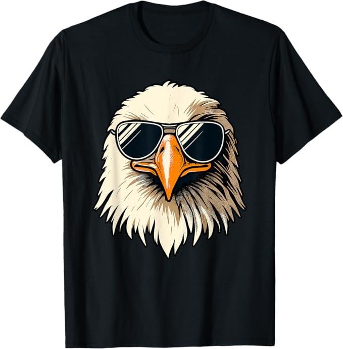 Funny Shirts for Men, Bald Eagle in Sunglasses Men Women Funny Eagle T-Shirt - Menswear