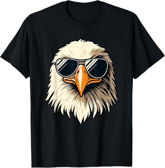 Funny Shirts for Men, Bald Eagle in Sunglasses Men Women Funny Eagle T-Shirt - Menswear
