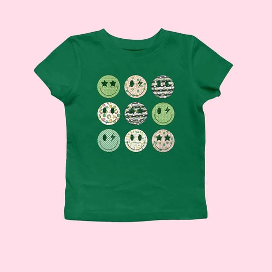 Funny St Patrick's Day Baby Tee, Happy Face Baby Tee, St Patrick's Baby Tee, Retro St Patrick's Day, Y2K 2000's Style