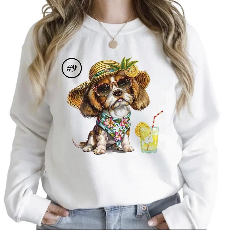 Funny Summer Dogs Sweatshirts Beach Hoodie Sunny Vibes Cocktail Summer T-shirt Hunting Season Unisex 1 Cotton Womenswear