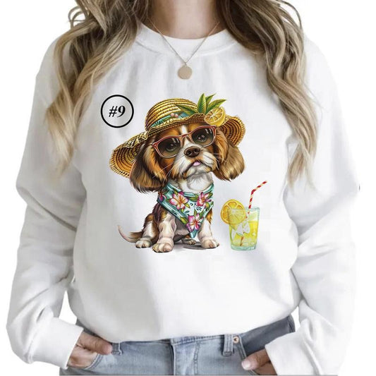 Funny Summer Dogs Sweatshirts Beach Hoodie Sunny Vibes Cocktail Summer T-shirt Hunting Season Unisex 1 Cotton Womenswear