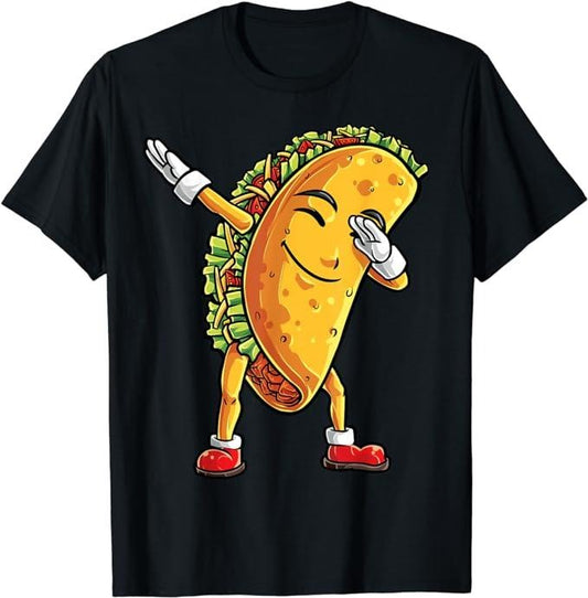 Funny Taco Shirts, Gifts For Mexican Food Lovers, Dabbing Taco Cinco de Mayo Funny Boys Men Mexican Food Dab T-Shirt Menswear Top Basic Casual