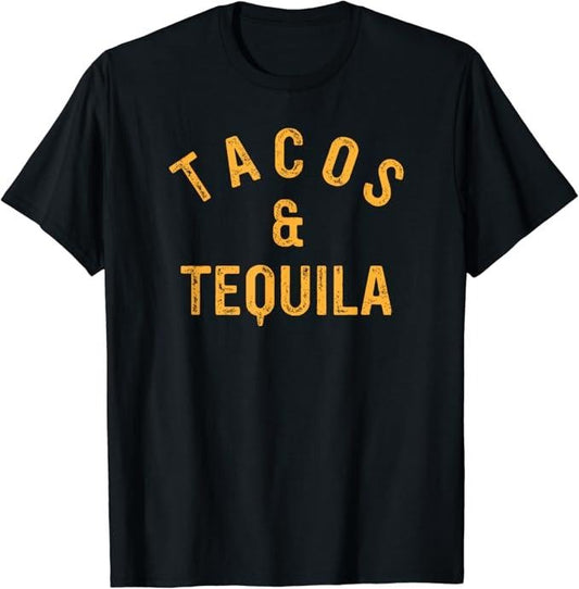 Funny Taco Shirts, Gifts For Mexican Food Lovers, Tacos & Tequila Funny Taco Lover Saying Slogan T-Shirt Menswear Top Casual Classic