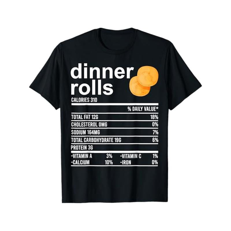 Funny Thanksgiving Dinner Rolls Graphic Tee - 100% Cotton, Casual T-Shirt for Men & Women, Perfect Gift for Family & Friends, Machine Washable Made in USA