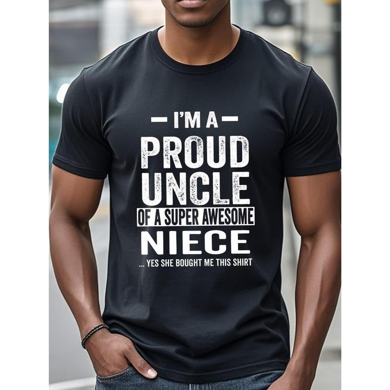 [Funny Uncle Shirt] 100% Cotton Funny Uncle Shirt - Black Casual Crew Neck T-Shirt for Men - Soft Gym-Friendly Running Hiking Summer Uncle Shirts Made in USA