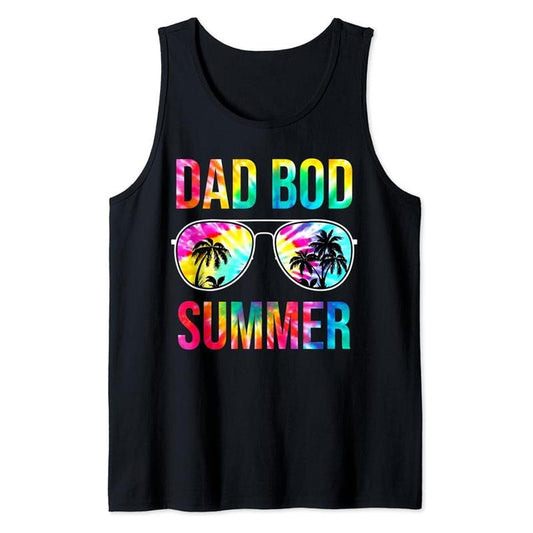 Funny Vacation Tank Top, Dad Bod Summer Sunglasses Tie Dye Funny Vacation Summer Tank Top Cotton Classic Casual Fabric