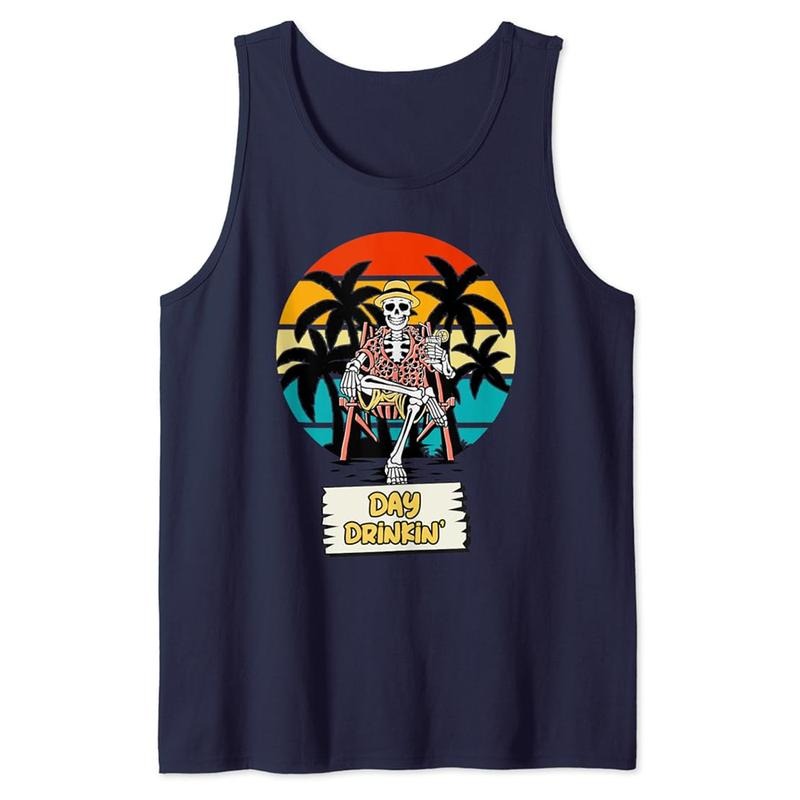 Funny Vacation Tank Top, Funny Vacation Day Drinking Beach Tank Top Unisex Classic Cotton