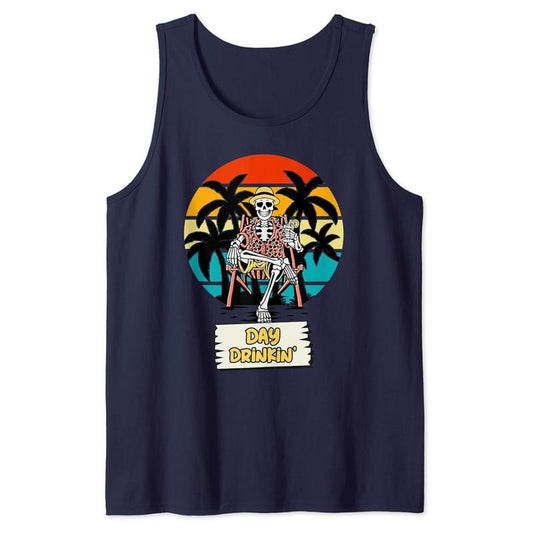 Funny Vacation Tank Top, Funny Vacation Day Drinking Beach Tank Top Unisex Classic Cotton