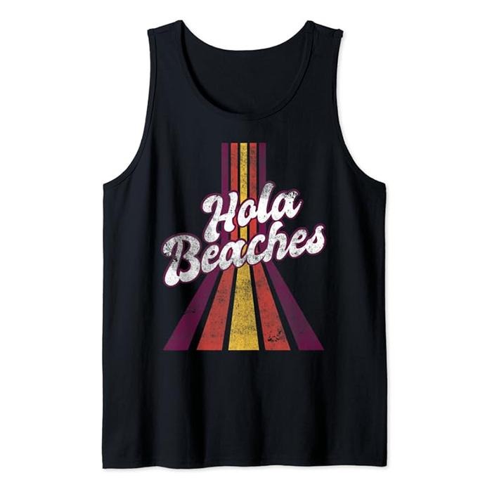 Funny Vacation Tank Top, Hola Beaches Shirt Retro Summer Funny Beach Vacation Tank Top Casual Cotton Fabric