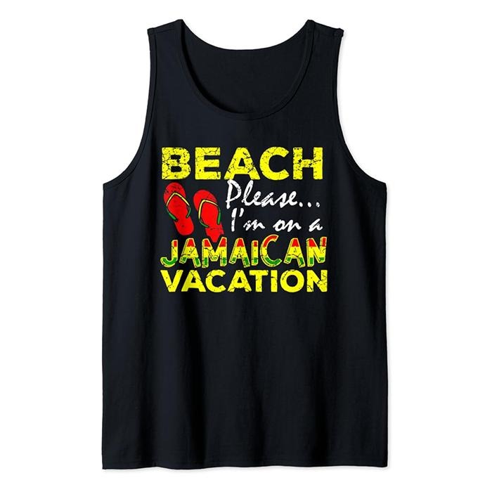 Funny Vacation Tank Top, Jamaica Jamaican Flag Caribbean Vacation Reggae Tank Top Casual Classic Cotton