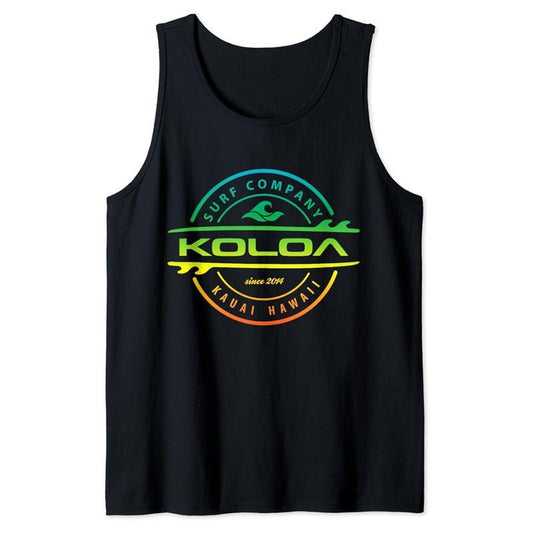 Funny Vacation Tank Top, Koloa Surf Thruster Multicolor Logo Tank Top Unisex Casual Classic