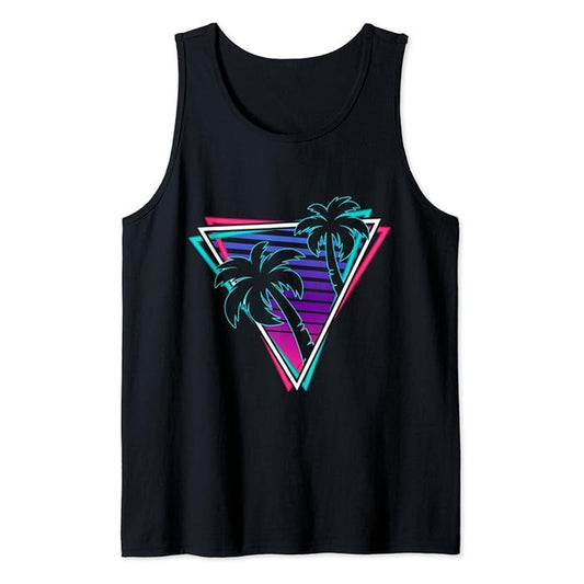 Funny Vacation Tank Top, Summer Night Tropical Beach Coco Palm Sunset Vacation Tank Top Unisex Casual Classic