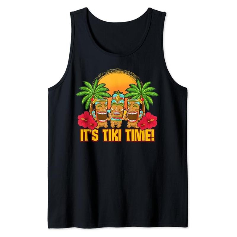 Funny Vacation Tank Top, Tiki Polynesian Hawaiian Beach Vacation Funny Tank Top Unisex Casual Classic
