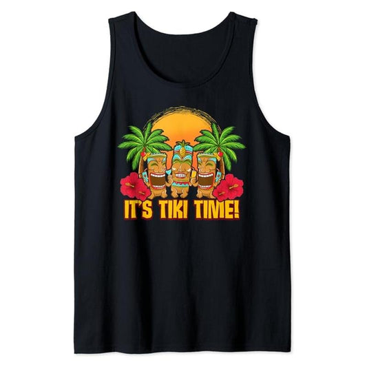 Funny Vacation Tank Top, Tiki Polynesian Hawaiian Beach Vacation Funny Tank Top Unisex Casual Classic