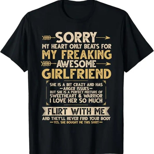 Funny Valentine Shirt, Best Gifts for Girlfriends, I Love My Freaking Awesome Girlfriend T-Shirt - Menswear Top