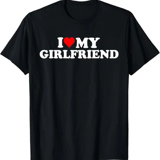 Funny Valentine Shirt, Best Gifts for Girlfriends, I Love My Hot Girlfriend I Heart My Hot Girlfriend Funny T-Shirt - Menswear Top