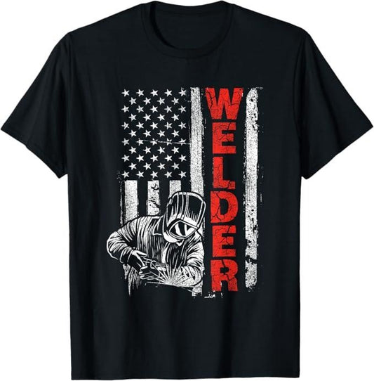 Funny Welder Shirt, Welder Gifts, USA American Welding Worker Metalworking Lover T-Shirt - Menswear Casual Cotton