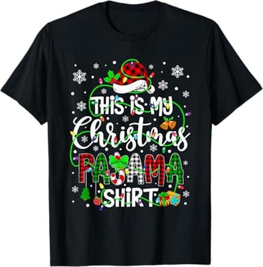 Funny Xmas Men Women Family T-Shirt, This Is My Christmas Pajama Matching Family Xmas Lights T-Shirt - Menswear Topstyle{n002}2