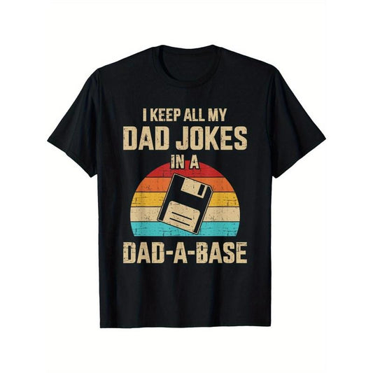 Funny dad jokes in dad-a-base vintage for father's day Men's Classic Fit Short Sleeve T-Shirt 100% Cotton made in usa