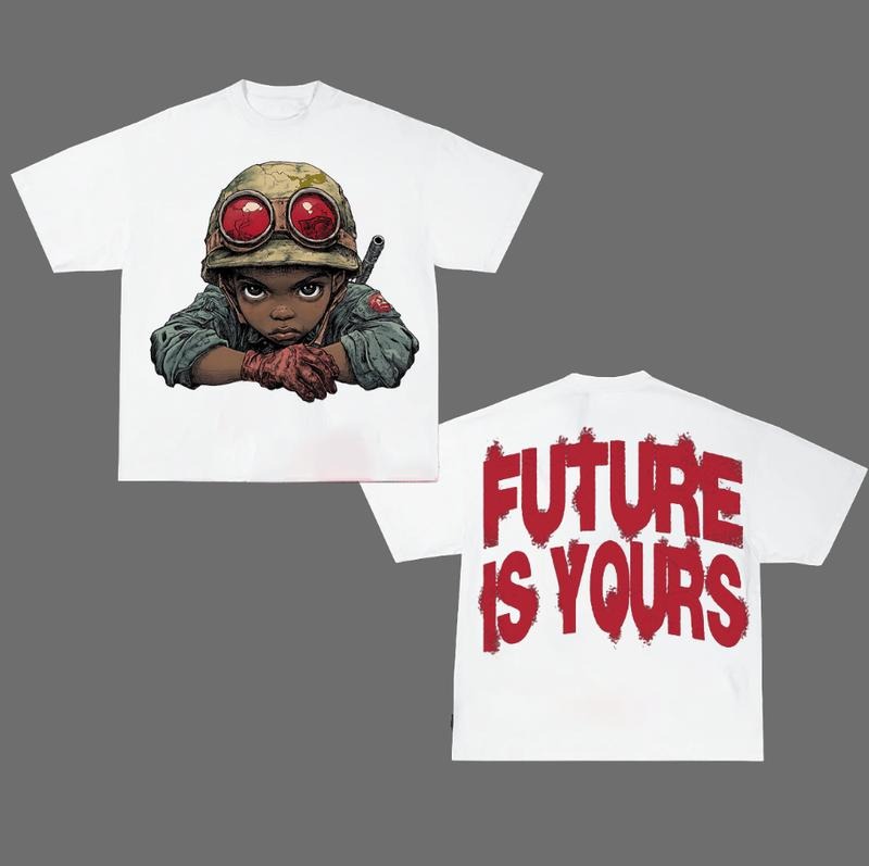 Future Is Your Big Face Fashion Flame GraphicT Shirt Y2k Design New Streetwear