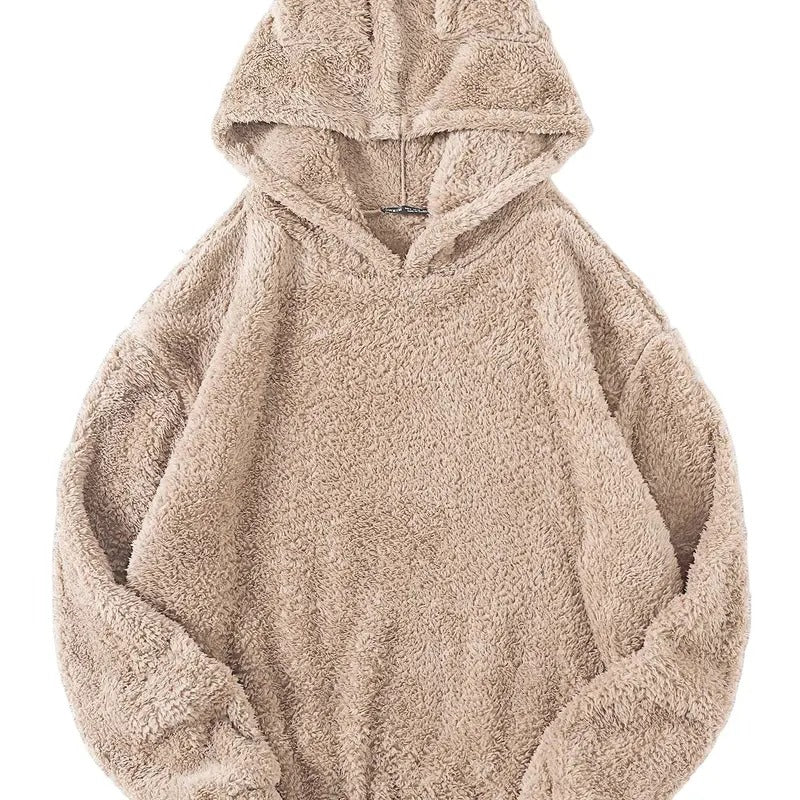 Fuzzy Long Sleeve Pullovers Hoodie Cute Teddy Bear Hooded Sweatshirt