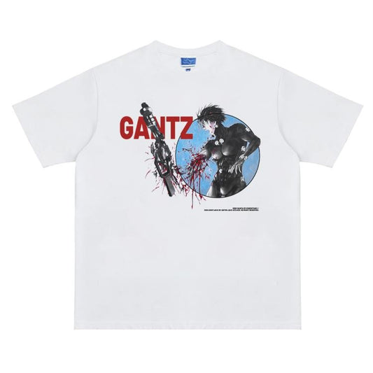 GANTZ "Deadly Game" Vintage Oversized Tee Anime T-shirt 100% Cotton Original Design Men's Top for Fans DTG Printing Menswear Tshirt