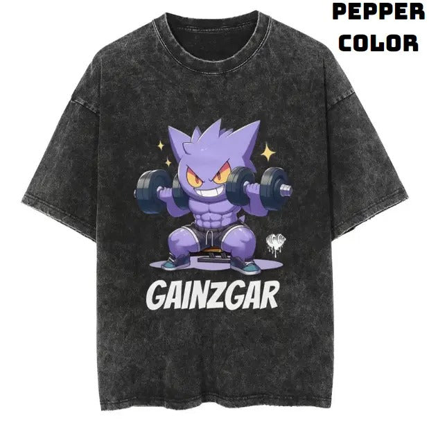 Gainzgar Gym Pokemon Vintage Tee, Gengar Shirt, Pokemon Shirt, Vintage Pokemon Anime T-shirt, Anime Manga Shirt, Gym Fitness Shirt, Vintage Graphic Tee, Unisex T-Shirt, Gift For Fan Pokemon, Crewneck Short Sleeve Shirt Top Menswear Streetwear