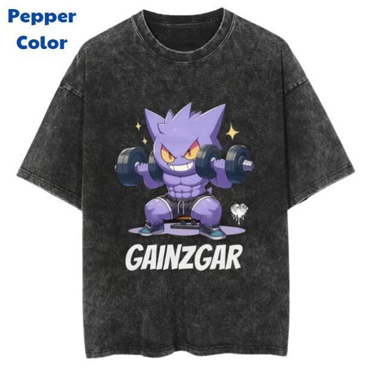 Gainzgar Vintage Tee, Gengar T-Shirt, Pokemon Tee, Anime Shirt, Animation Graphic Tees, Gym Shirt, Unisex T-Shirt, Gift For Men Womenstyle{n002}2