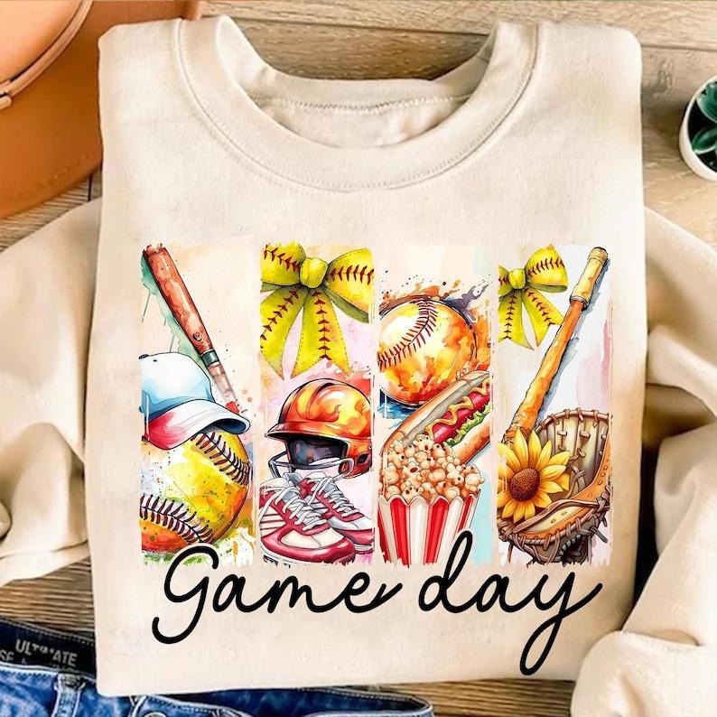 Game Day Softball Coquette Bow Mama , Softball Mom  Sweatshirt Classic