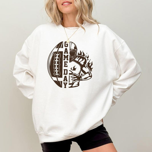 Game Day Sweatshirt, Football Season Women Crewneck, Football Mama Sweater, Football Lover Women Long Sleeves Pullover, Sport Mom Outfit