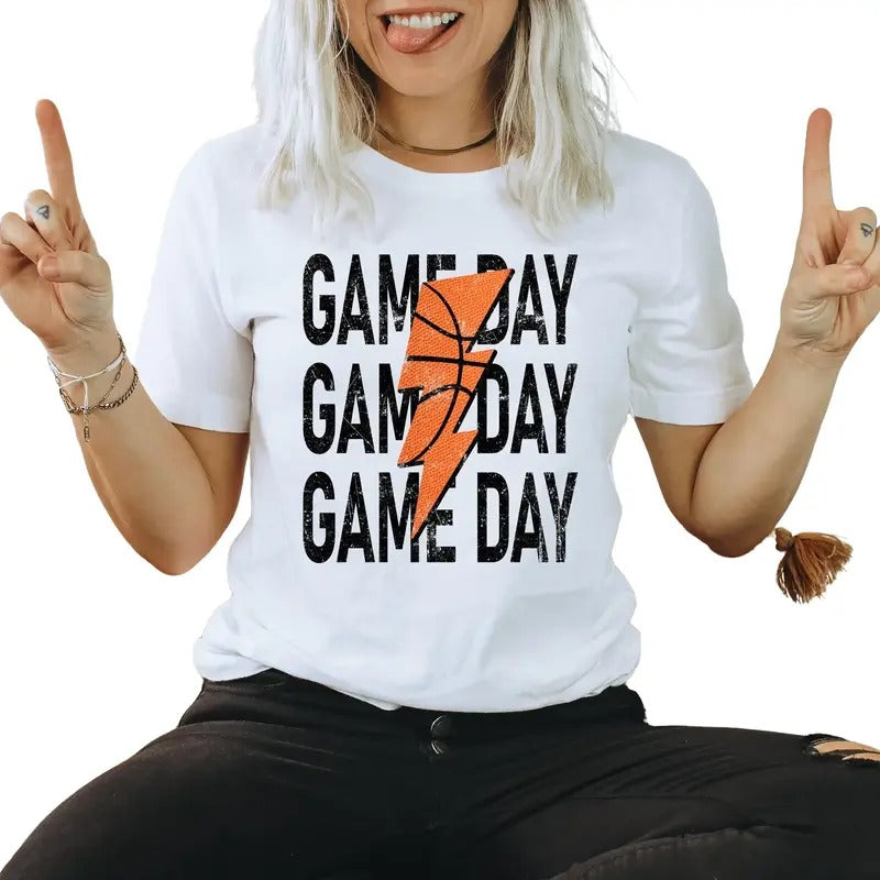 Gameday Basketball Lightning Bolt Shirt, Gameday Shirt, Basketball Tee, Classic Unisex T-Shirt, Gifts For Basketball Fan, Short Sleeve Tee Shirt, Basketball Shirt Men, Game Day Shirt, Gifts For Birthday Menswear Top