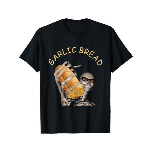 Garlic Bread Funny Cool Skeleton Meme T-Shirt Selected pure cotton interesting design DIY short sleeve t-shirt for men, soft and breathable, suitable for all seasons, comfortable, casual and sports, Halloween and Christmas gifts made in usa