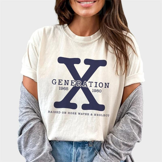Gen X Raised On Hose Water And Neglect Shirt, Generation X Tee, 1965 - 1984 Gen X Tee, Unisex Unhinged Shirt, Comfy Fabric Oversized Graphic Tee, Women's Tops, Womenswear, Cotton Fabric Relaxed Fit Chic Style