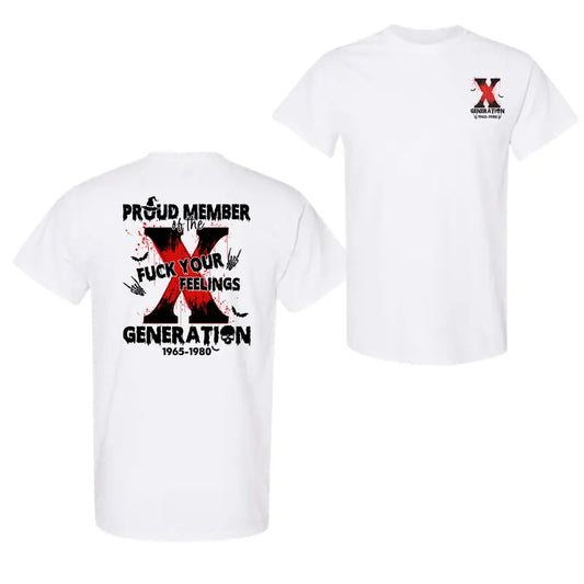 Gen-X T-Shirt, Retro Skeleton Hands Halloween 2 Sided T-Shirt For Women And Men