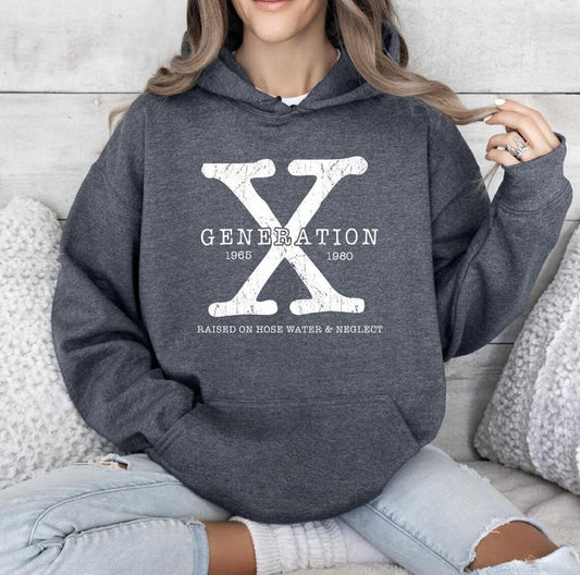 Generation X Hoodie, Vintage Design with Text, Made of Cotton and Polyester, Comfortable Fit, Ideal for Women's Wear
