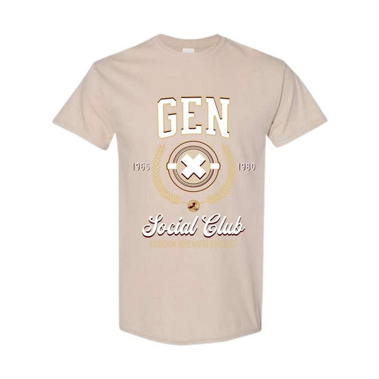 Generation X Social Club T-shirt, Gen X Raised Nn Hose Water And Neglect Shirt, Retro Vintage Gen X Tee, Nostalgic Gift, Full Color, Full Size Classic Collar