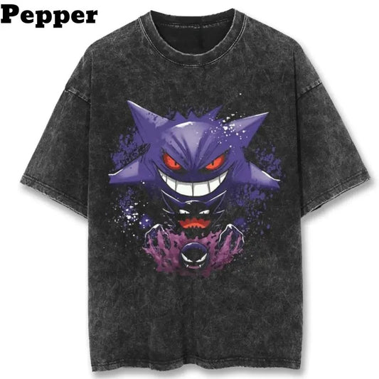 Gengar Dark Pulse Black Vintage Tee, Gengar Shirt, Gengar Merch, Pokemon Gengar Shirt, Men Graphic Tee, T-Shirt For Man Top Menswear Underwear Tshirt Human Streetwear Tropical Shortsleeve