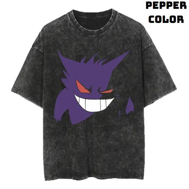 Gengar Evil Smile Vintage Tee, Gengar T-Shirt, Pokemon Graphic Tees, Unisex Anime Manga Shirt Top Menswear Womenswear Streetwear