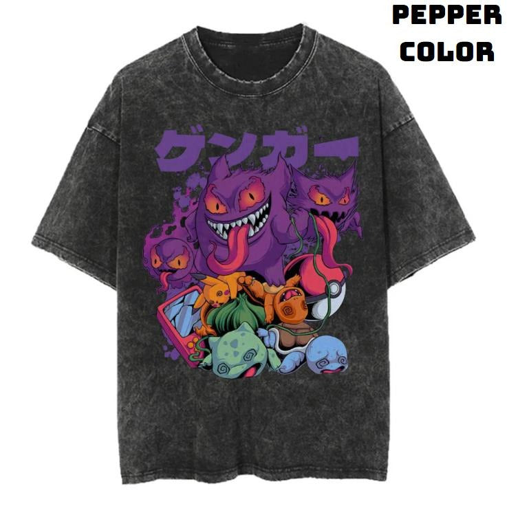Gengar Frenzy Vintage Graphic Tees, Gengar Tshirt, Pokemon Shirts, Pokemon Merch, Anime Manga Shirt, Anime Clothing, Unisex Casual Crew Neck T-Shirt Gifts For Men Women Streetwear Menswear Womenswear