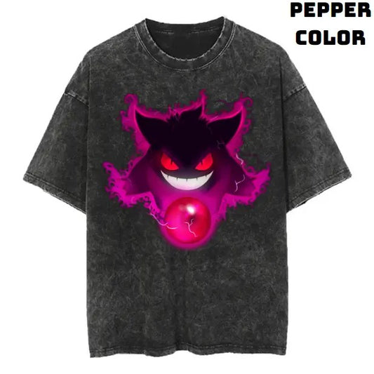 Gengar Full color Vintage Tee, Gengar Shirt, Pokemon Shirt, Anime Manga Shirt, Halloween Shirt, Vintage Graphic Tee, Unisex T-Shirt, Gift For Fan Pokemon, Crewneck Short Sleeve Shirt Top Menswear Streetwear