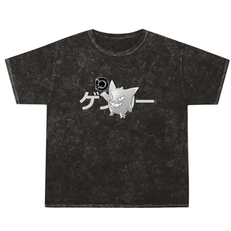 Gengar Ghastly Anime One-Sided Design Heavy Oversized Dyenomite Mineral Wash PK Unisex Anime T-Shirt Streetwear & Gym Style